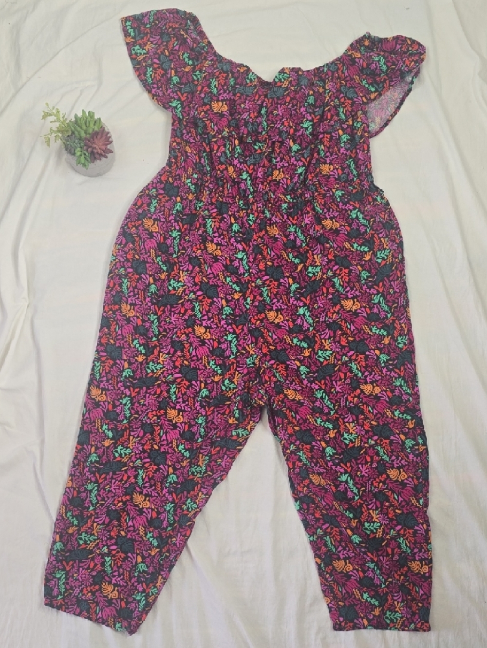 Ava & Viv Floral Multicolor Elastic-Waist Jumper Sz 1X - Picture 4 of 12